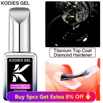 KODIES GEL Titanium Top Coat UV гел лак за нокти 15ML Clear Diamond Hard Semi Permanent UV чип устойчив завършек Gellak не избършете