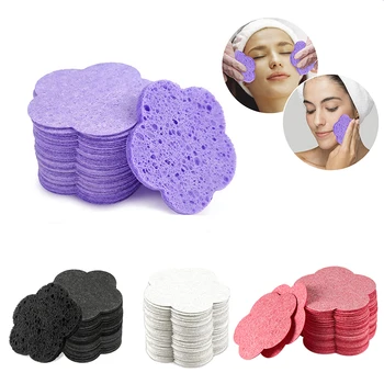 20/50PCS Сливова форма на лицето почистване гъба подложка естествена целулоза за ексфолиант маска за лице спа масаж грим отстраняване