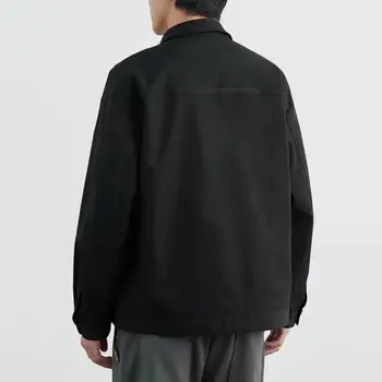 Ревера яке Streetwear средата дължина мъже палто еднореден хлабав ревера плътен цвят жилетка за есента зимата яке модерен