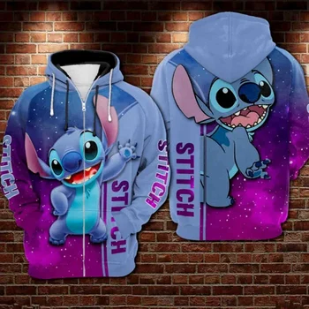 Disney Stitch галактика всички над отпечатани 3d Hoodie, Подарък за приятел, Стич и Лило Hoodie