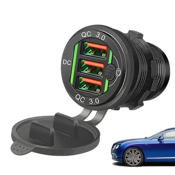 Адаптер за запалка за кола QC 3.0 3-портов блок за бързо зарядно устройство с превключвател Интериорни аксесоари за кола за зареждане на зарядно за кола