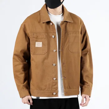 2023 Нова есен високо качество деним палто Мъжка свободна мода марка дънково яке чист памук корейски ежедневни Commuter якета