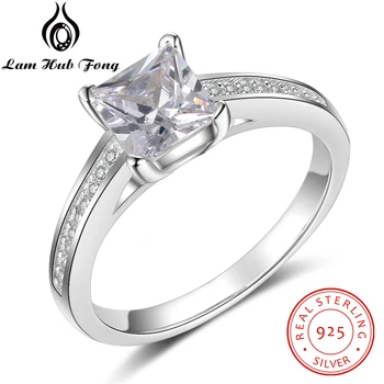 Истински 925 стерлинги сребърни пръстени за жени минималистичен кръг пръст пръстен сватба годежен подарък фини бижута (Lam Hub Fong)