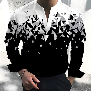 Мода Нови мъжки ризи Ежедневна риза Райе Дизайнер Печат Блузи с дълъг ръкав Мъжки дрехи Жилетки Блузи Висококачествени върхове M-3XL