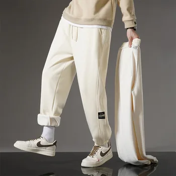Зимни кашмирени памучни панталони ежедневни панталони подвързване на краката спортни панталони джогъри мъжки панталони