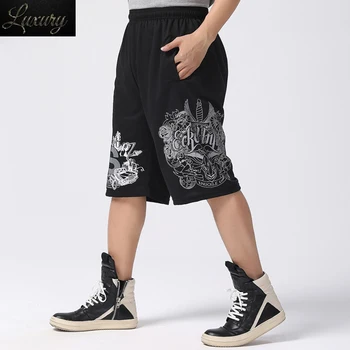 2023 Мода лято хип-хоп плюс размер хлабав шнур мъжки streetwear мъже памучни шорти ластик печат Baggy Бермуда Капри