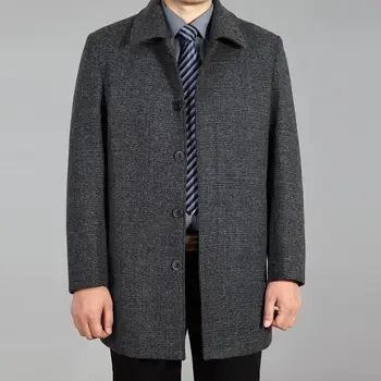 Удебелено мъжко яке на средна възраст с ревера и едноредни палта Свободна кройка за есенни зимни връхни дрехи Homme Q709