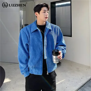 LUZHEN Casual палто ревер блейзър цвят стилен 2023 твърди мъже личност корейски модерен хлабав кратко яке елегантни дрехи 7467b3