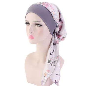 Нова еластична мода тюрбан шапка плътен цвят жени топло зимна забрадка капака вътрешен хиджаб капачка мюсюлмански хиджаб жена обвивам главата