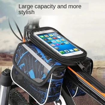 Дъждоустойчива чанта за велосипеди Преден държач за мобилен телефон със сензорен екран Горна тръба Колоездене отразяващи MTB аксесоари