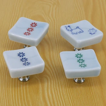 Керамични копчета Квадратно чекмедже издърпва модерни дръжки на шкафове Копче за кухненски шкаф гардероб DIY мебелно копче