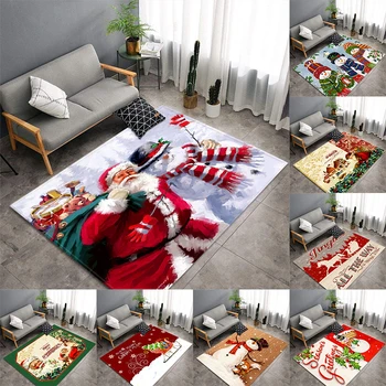 Коледа декорация на дома килим хол спалня диван зона против хлъзгане голям Санта снежен човек входна врата мат