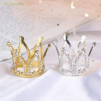1бр Мини корона принцеса топър кристал перла деца коса орнаменти парти декор рожден ден парти подарък