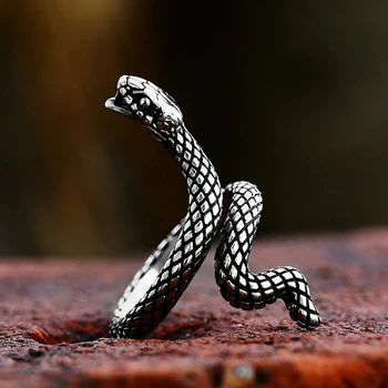 Пънк реколта от неръждаема стомана змия пръстен готически мода животински пръстен мъже жени парти амулет регулируеми бижута подаръци на едро