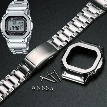  Неръждаема стомана случай WristBand подходящ за Casio G-SHOCK DW5600 GW-B5600 GWM5610 Метален панел каишка G-Refit Аксесоари за часовници