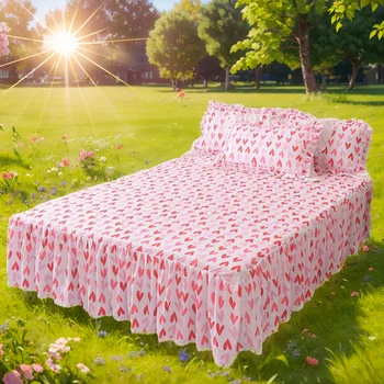1PCS Сладък сладък покривка за легло Секси любов модел легло лист спално бельо за дома чаршафи мода плътен цвят принцеса памук легла