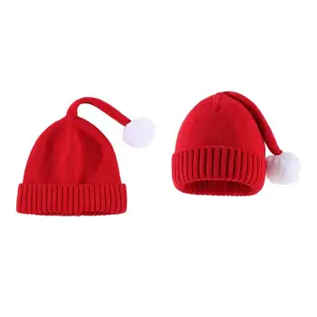 Зимна мека топла шапка за възрастни Kid Santa Hat Коледа плетене на една кука плетена памучна шапка
