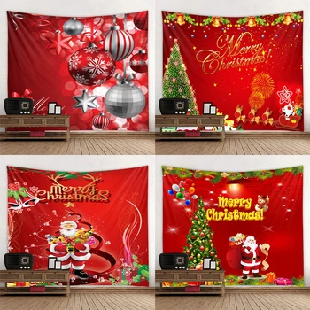 Коледен печат полиестер стена монтиране фон за хол спалня Начало декор гоблен Tapisserie de Noël