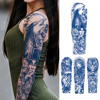 Полу-постоянен билков голяма ръка татуировки кораб компас текст дума водоустойчив временни татуировка стикери трайни фалшиви Tatto жени мъже
