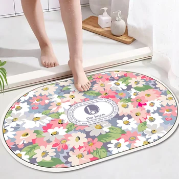 Colorful Floret DoorMat Super Absorbent Quick Drying Bath Rug Non-slip Entrance Doormat Toilet Carpet Home Decor Floor Mats