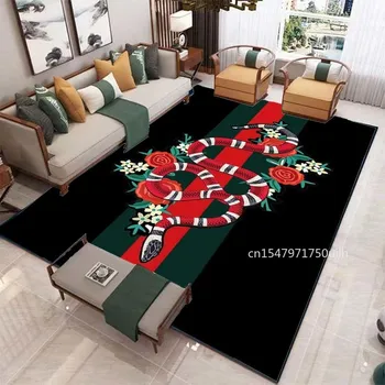 Ретро абстрактен Змия тъмен цвят спалня килим декорация дома декорация модерен флорални изкуство кратко пух мат