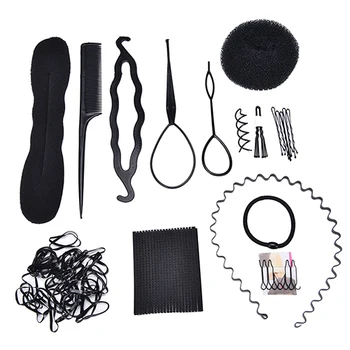 13pcs/Set DIY стилизиращи инструменти Плитка за коса Magic Twist Bun Comb Pins Клипове Гъба ролков производител Styler за момиче жени на едро