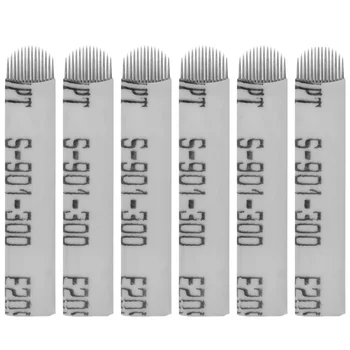 50pcs Остриета U-образни 14 игла за вежди грим остриета Microblading писалка (бяла)