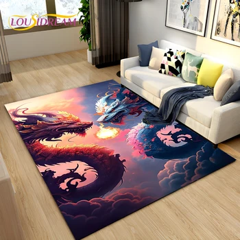 Изящен китайски дракон 3D карикатура площ килим,килим за дома хол спалня диван изтривалка декор,дете игра нехлъзгащ етаж мат