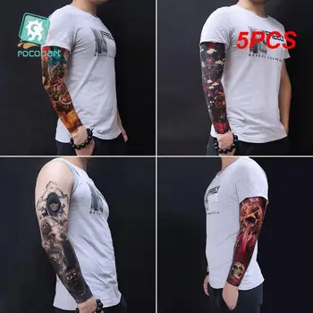 5PCS Нов временен стикер за татуировка мъртъв череп модел пълен цвете татуировка с ръка тялото изкуство голям голям фалшив татуировка стикер
