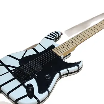 Черна раирана електрическа китара, Floyd Rose, вибрационен мост, заключваща гайка, кленов пръст, персонализирана поддръжка, безплатна доставка