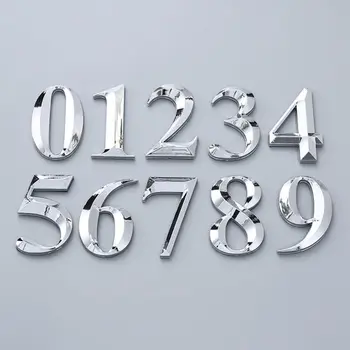 Самозалепващи се сребърни номера на пощенски кутии 3D номера на врати на къщи за апартамент офис дом