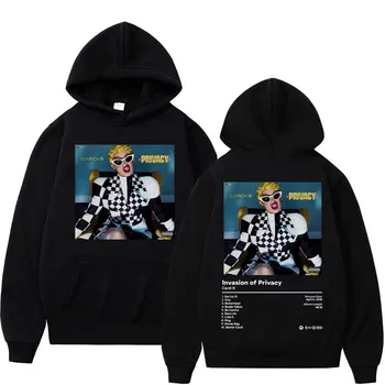 Rapper Cardi B Album Double Sided Graphic Hoodie Men Women Trend Fashion Hooded Sweatshirts Casual Hip Hop Oversized Pullovers
