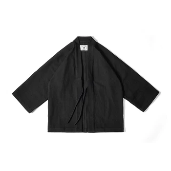 Реколта японски кендо индиго боя яке 600g тежки мъжки черен плътен цвят палто Сашико плат роба растителни боядисани мастило боядисани кимоно
