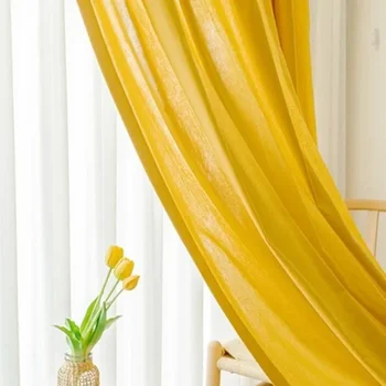 Hot Продажба бельо врата завеса Simi-отвесни драпи светлина филтриране Хок Топ прозорец за декорация на дома спалня процедури стая