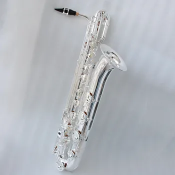 Висококачествени музикални инструменти Професионален саксофон баритон Посребрен евтин баритон саксофон