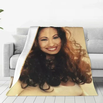 Selena Quintanilla Sakura Blanket Flannel Spring Autumn Breathable Lightweight Throw Blankets for Home Bedroom Quilt