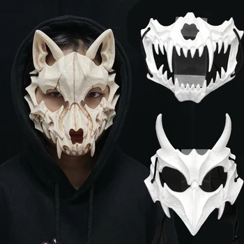 парти маска Дълги зъби Върколак череп маска костюми аниме косплей подпори маска лицето шапки ужас подпори за парти Хелоуин декор