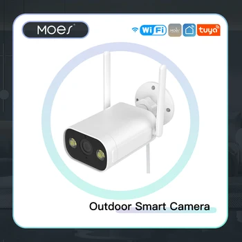 MOES WiFi Smart външна камера HD 3MP звук Откриване на движение Пълноцветен нощен визуален водоустойчив двупосочен аудио монитор за сигурност