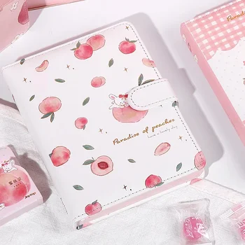 сладък A5 праскова розов сладък дневник тетрадка магнитна катарама ръка книга момичета подарък вестник плановик училищни пособия корейски канцеларски материали