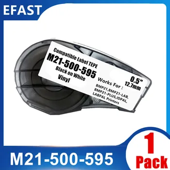 1Pack M21 500 595 Винил етикет касета лента черно на бяло съвместим за BMP21, BMP21-LAB, BMP21 PLUS етикет принтер