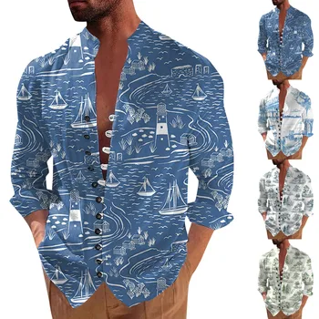 Мъжки тениски Висококачествени стереоскопични квалифицирани ежедневни ризи Държач за ризи Печат Държач за риза с дълъг ръкав Мъже Рубашка Женская