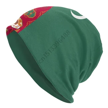 Туркменистан Флаг Beanie Bonnet плетени шапки Мъже Жени Cool Унисекс Възрастен Зимни Топли Skullies Beanies Cap
