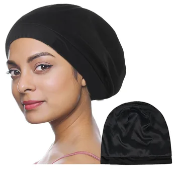 Твърди капачки облицовани спящи шапки шапка шапки естествена коса медицинска сестра капачка за жени мъже премия сатен подплата шапки меки мюсюлмански хиджаб