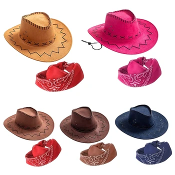 Каубойска шапка Bandanas Bachelorette Westerns Performance Hat Party Western Travel Hat Cowboy Cosplay For Men Bandanas Bache