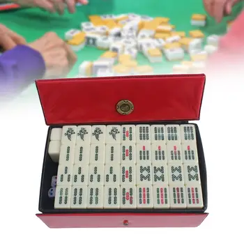 Изящно издълбани китайски Mahjong Set Board Game махджонг за семейна игра