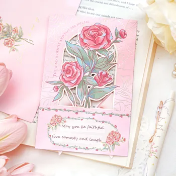 Растения и цветя Поздравителна картичка с хартиени пликове DIY ръчно изработен малък романтичен фестивал Пощенска картичка за приятели