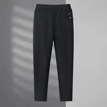 Плюс размер топли панталони мъжки топло руно облицовани ежедневни панталони с ластик шнур есен зима sweatpants с за студено