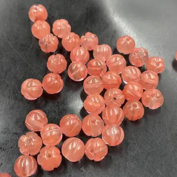 8mm Натурална диня кристал тиква мъниста за бижута вземане DIY низ гривна мъниста огърлица розов кристал мъниста аксесоар