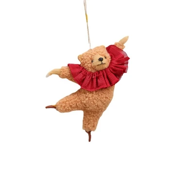 Creative Ballet Bear Car Pendant Delightful Car Ornament Bag Charm for Daily C1FC