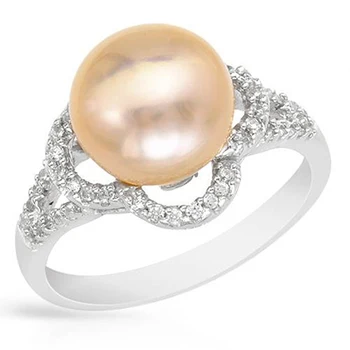 I&zuan S925 Сребърен златен култивиран диаметър на прясна вода 9 ~ 10 мм перла романтична красива проста пръстен бижута за жени парти подарък